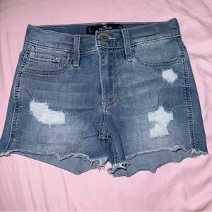 Hollister Women's Distressed Light Blue Jean Shorts
